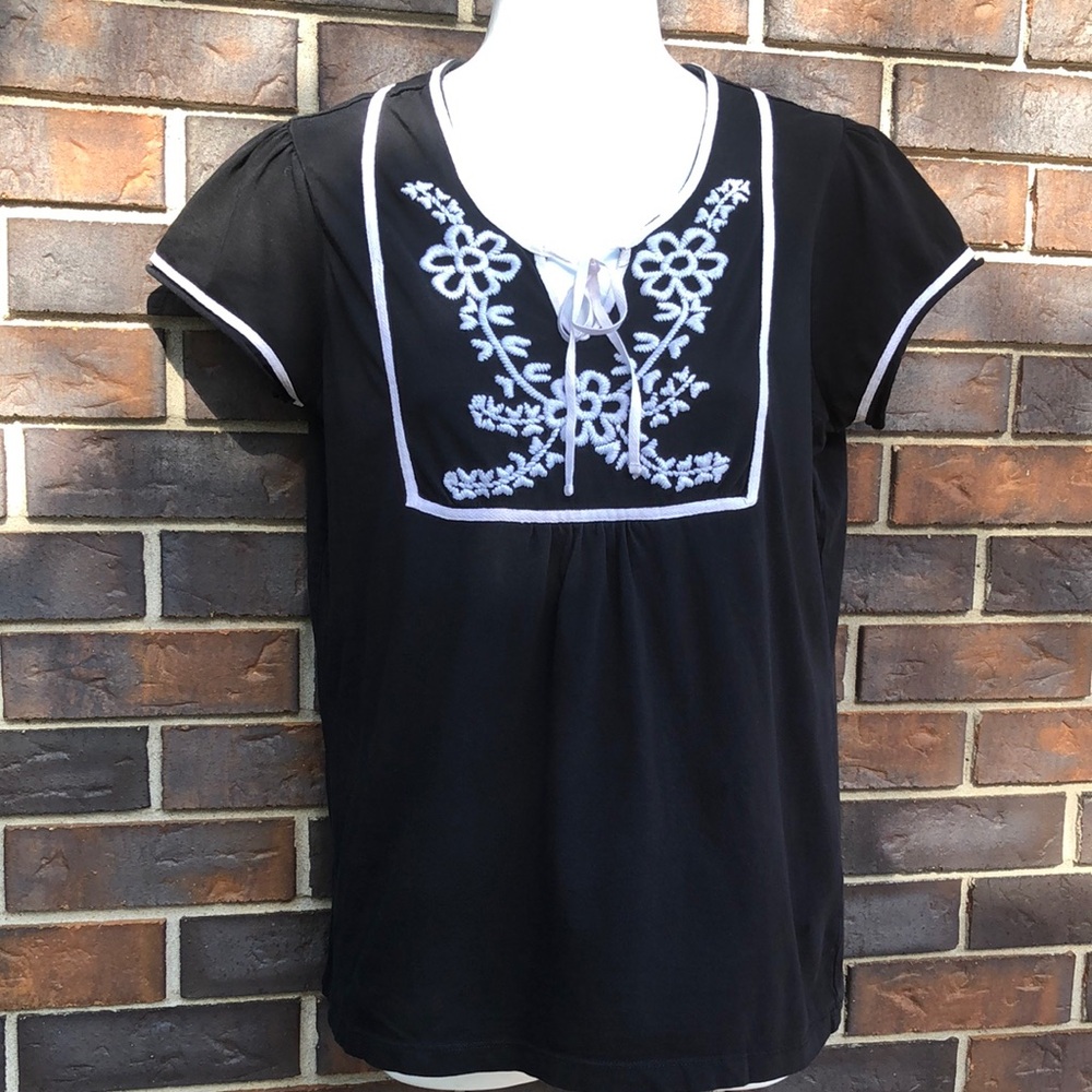 Black Embroidered Women's Top